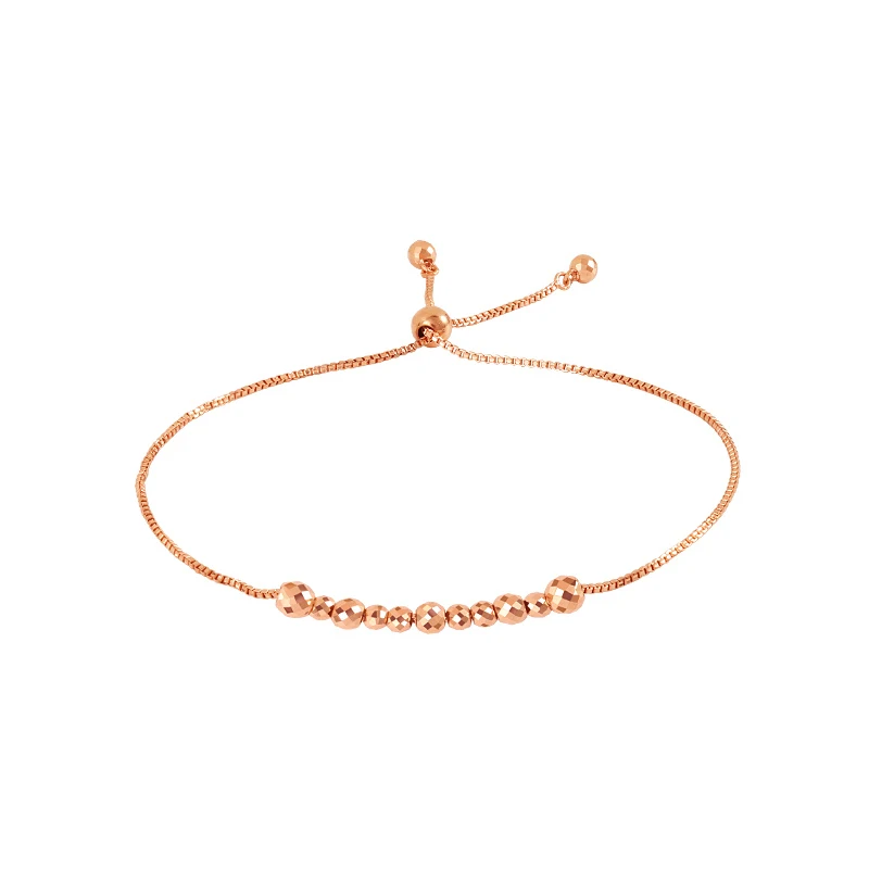 

New Arrival AU750 Rose Gold Beads Link Bracelet Lady's Bracelet