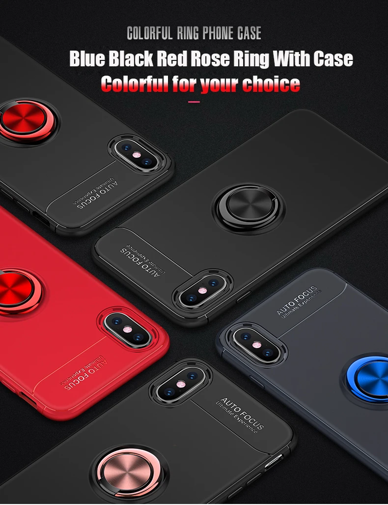 Для iPhone 5 5S SE 6 6s 7 8 Plus X XS MAX XR магнитный держатель TPU металлический Автомобильный Кронштейн кольцо силиконовый резиновый мягкий чехол 8 7 Plus