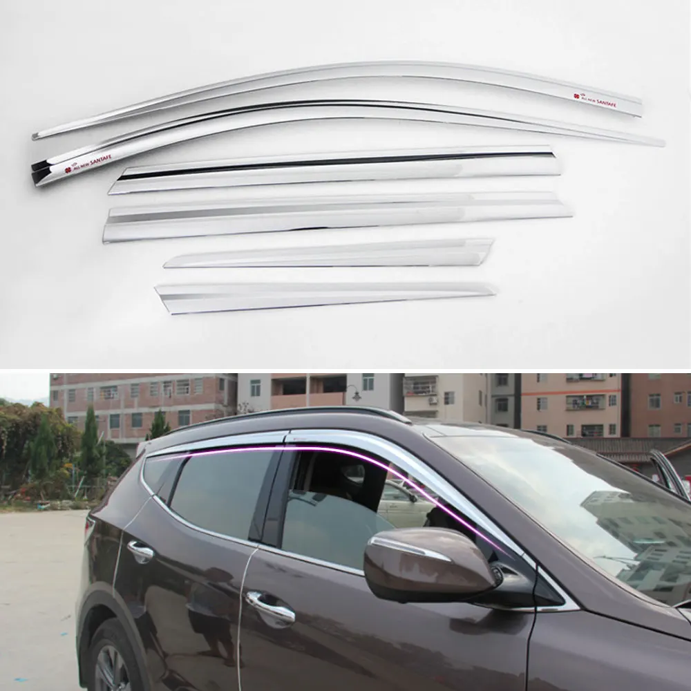Хромированный козырек от солнца и дождя для HYUNDAI Santa Fe Dm 2013 2015/Prime 2016 2017 6P C503|Навесы