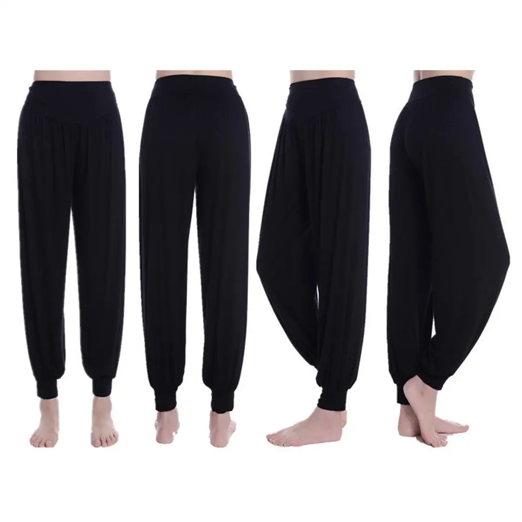 Женская мода Натуральная Талия Твердые свободные Йога Фитнес все сезоны брюки