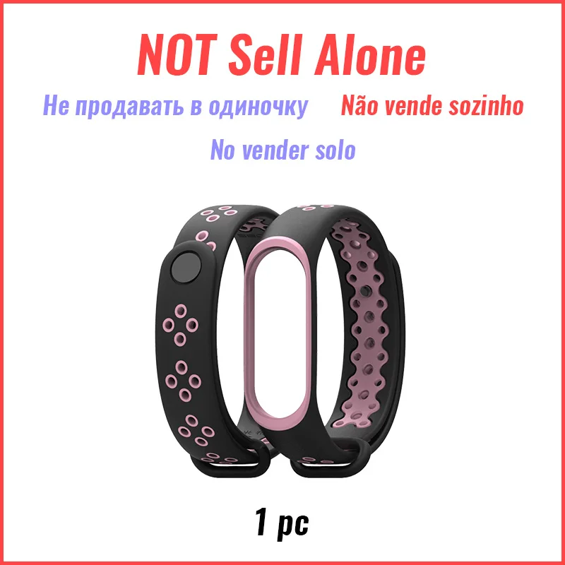 Порус ремень для Xiaomi mi группа 4/3 mi Band-3/4 Мульти-Цвет дополнительный спортивная лента текстура простой лёгкий мягкие удобные плотно закрывается - Цвет: Not Sell Alone B PNK