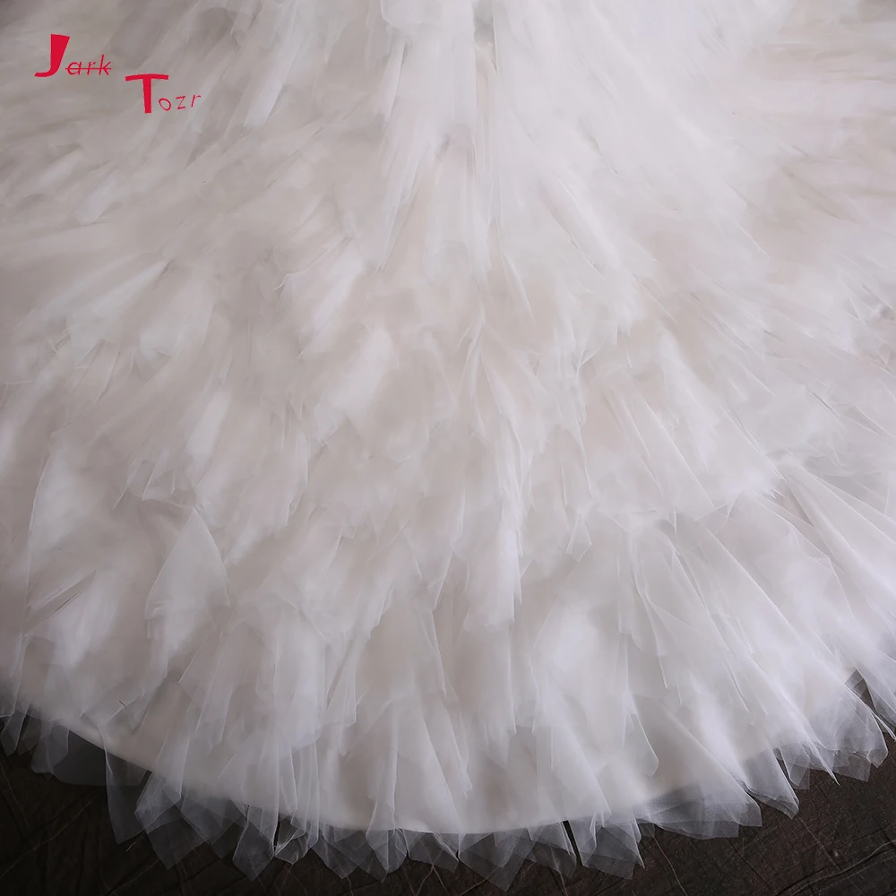 Jark Tozr Real Picture Lace Up Back Luxury Pearls Bodice White Organza Gorgeous Ball Gown Wedding Dresses 2019 Vestidos De Noiva | Свадьбы и
