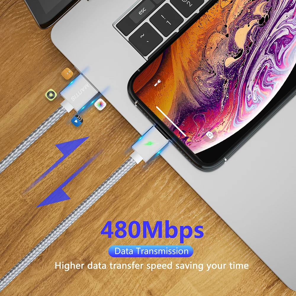 Магнитный кабель MANTIS для Iphone samsung 3A быстрой зарядки Micro Usb type C huawei Oneplus Xiaomi Mi9 Redmi Note 7
