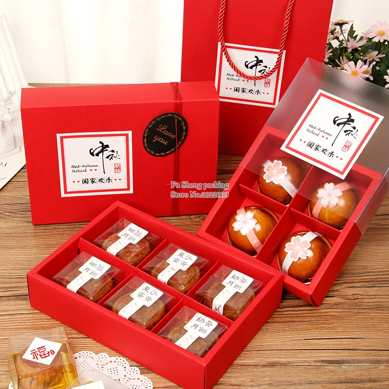 PVC Red drawer lattice cake Box dessert macarons boxes pastry packaging boxes100 pieces/lot | Дом и сад