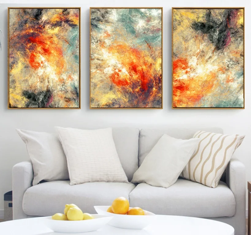 

Modern Abstraction 3 Pieces Canvas Paintings Modular Pictures Wall Art Canvas for Living Room Decoration No Framed