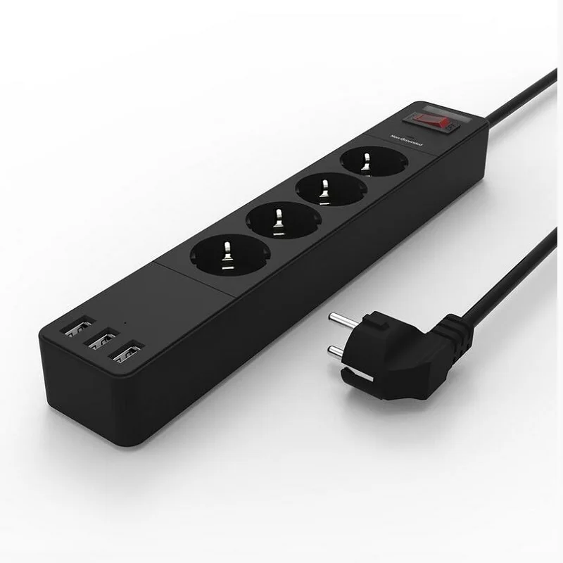 Сетевой фильтр удлинитель с 3 розетками переменного тока и 2 USB портами функцией