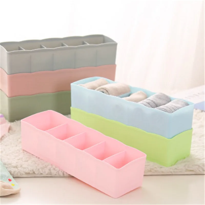 

1PC 5 Grids Storage Basket Wardrobe Organizer Women Men Storage Box For Ties Socks Bra Underwear Plastic Container Makeup Drawer