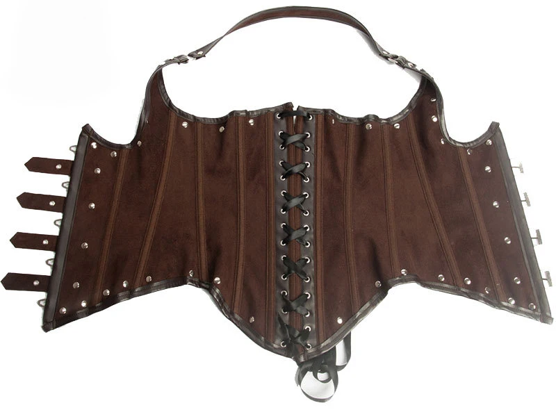 Корсет из искусственной кожи коричневого цвета корсеты и бюстье в стиле стимпанк