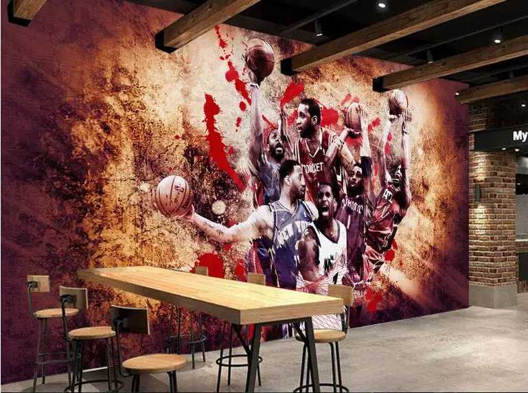 Пользовательские 3d фото обои художественная Настенная роспись баскетбольная
