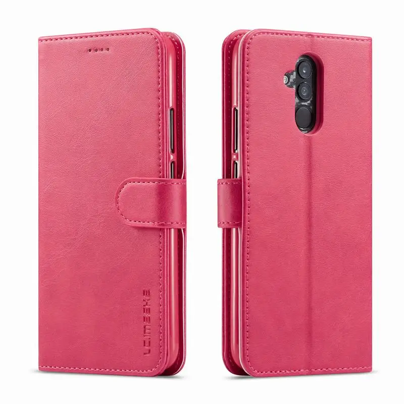 Rose red Чехол для huawei mate 20 Lite, чехол с откидной крышкой, роскошный кожаный чехол для huawei mate 20 Pro mate 20 Lite, чехол-кошелек, магнитный чехол-книжка - Цвет: Rose red