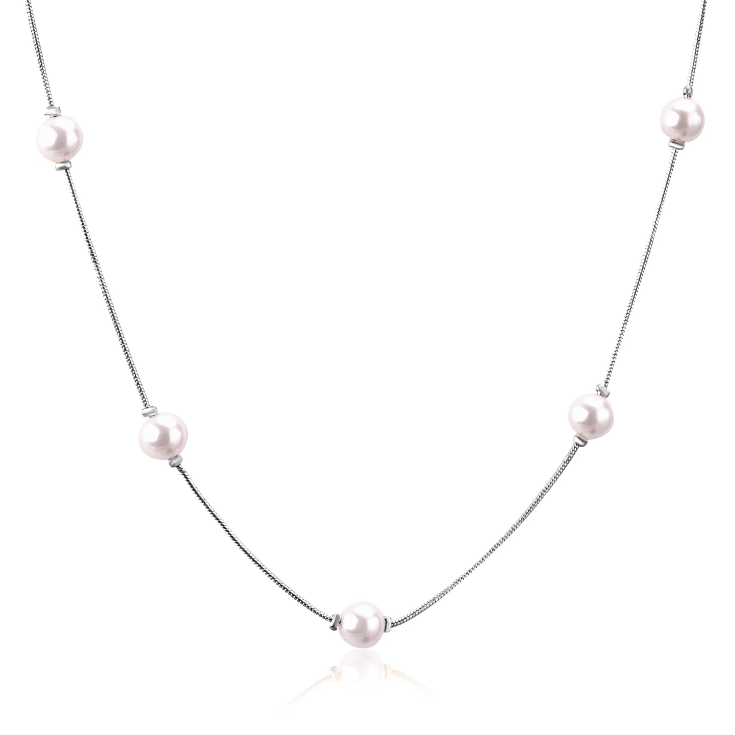 Бусы LUXUSTEEL цепочка змея белый/чёрный искусственный жемчуг кулон ожерелье модные