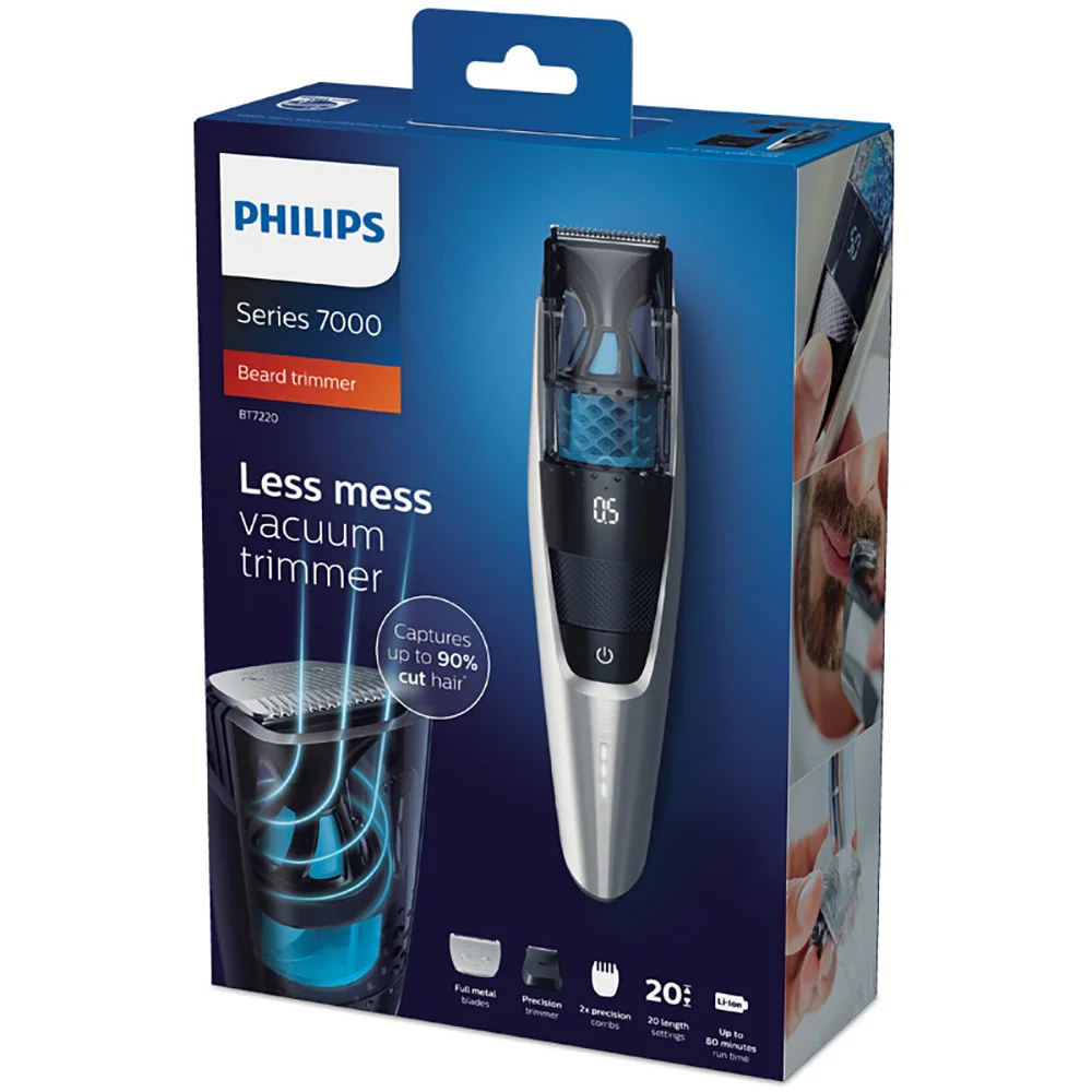 Стайлер PHILIPS для бороды BT7220/15 вакуумный триммер с точным набором инструментов