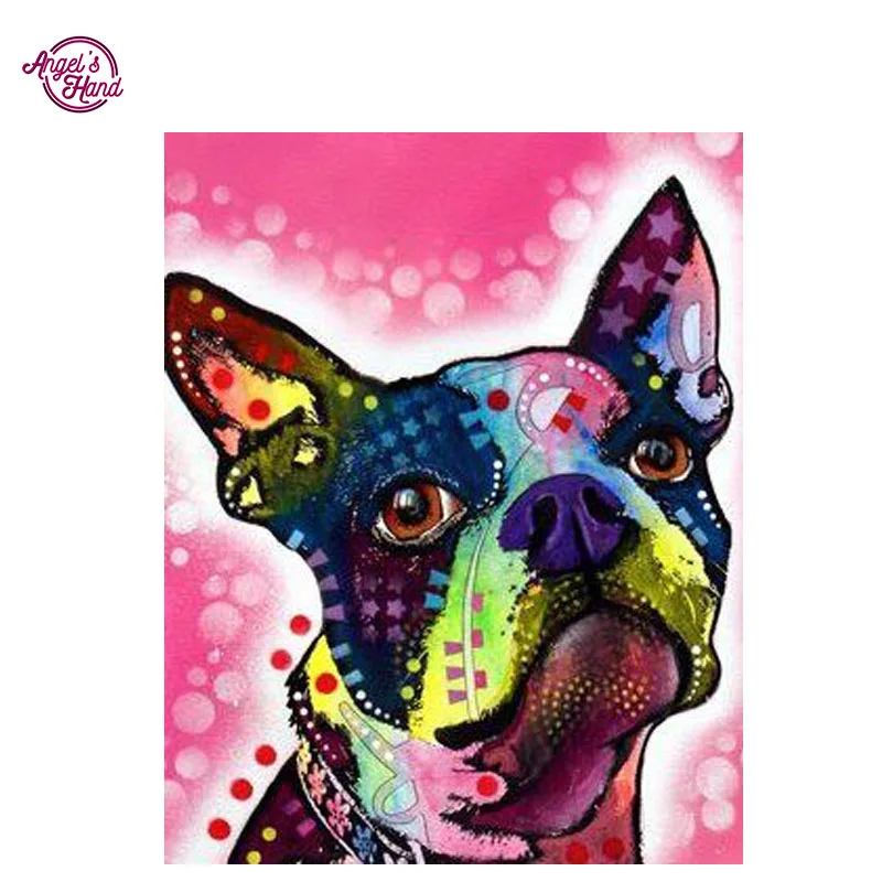 Ручная Раскрашенная собака ангелла 5D DIY Алмазная картина 100% квадратные элементы