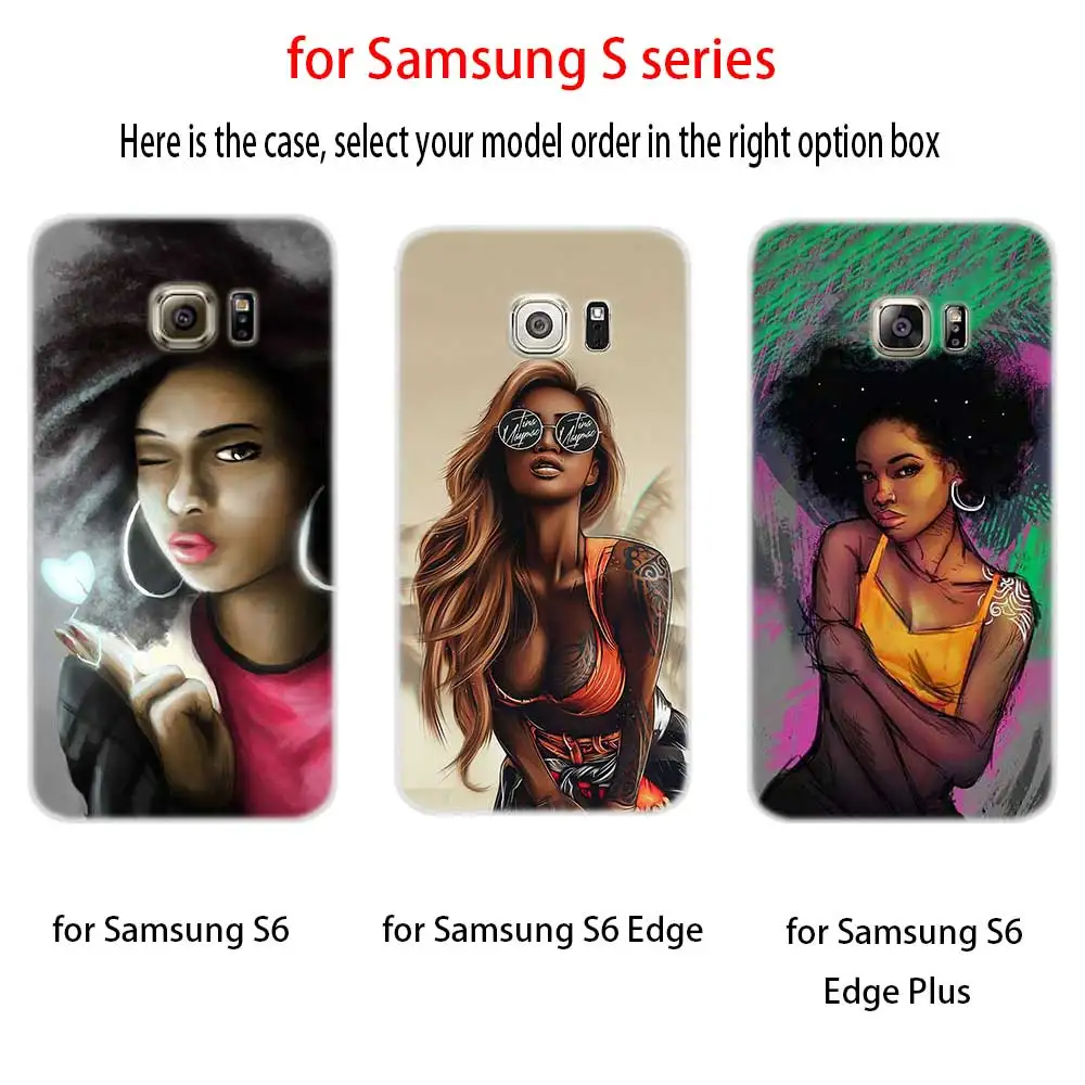 Афро для девочек однотонный Мягкий чехол из TPU силиконовый Samsung Galaxy S7Edge S8 S9 S10 S11 S20