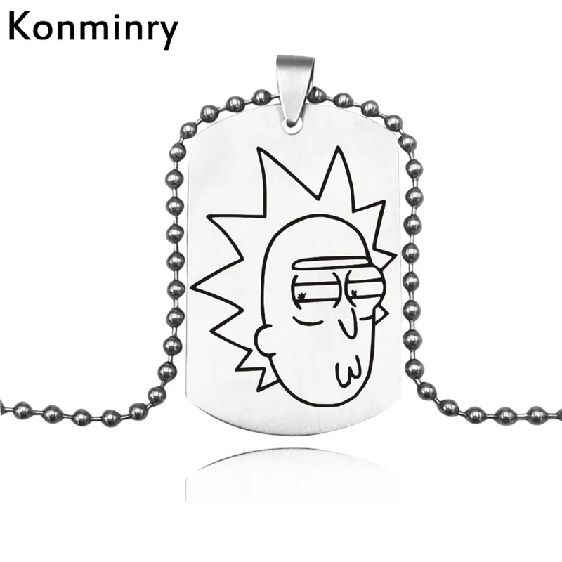 Konminry Rick And Morty квадратное ожерелье из нержавеющей стали горячее аниме смешное лицо мультфильм металлическое ожерелье из бисера для женщин мужчин - Окраска металла: 7
