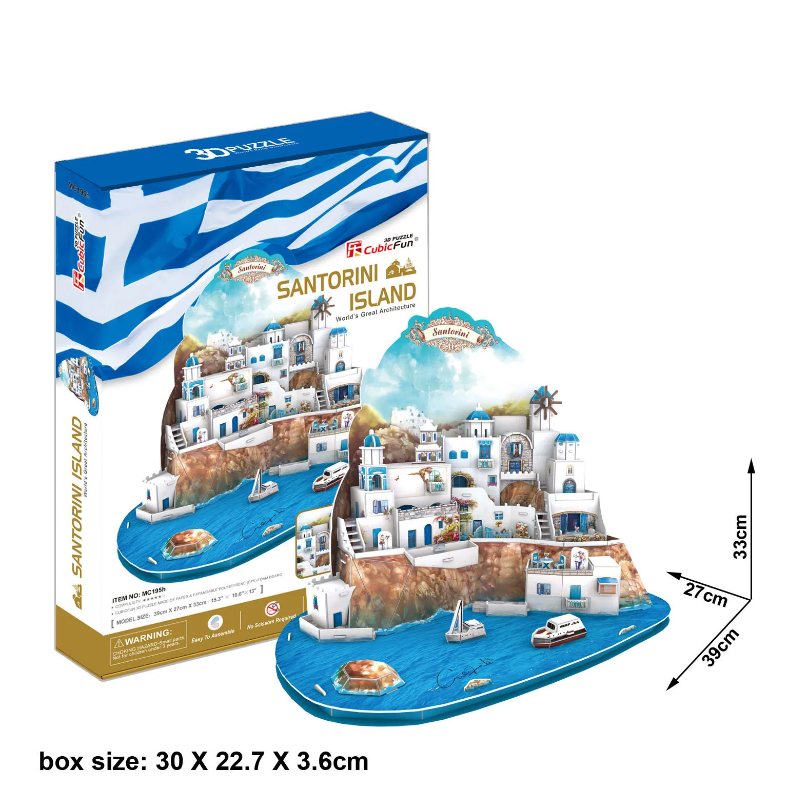 Всемирно Известные здания остров Санторини Эгейский море миниатюрная модель 3D