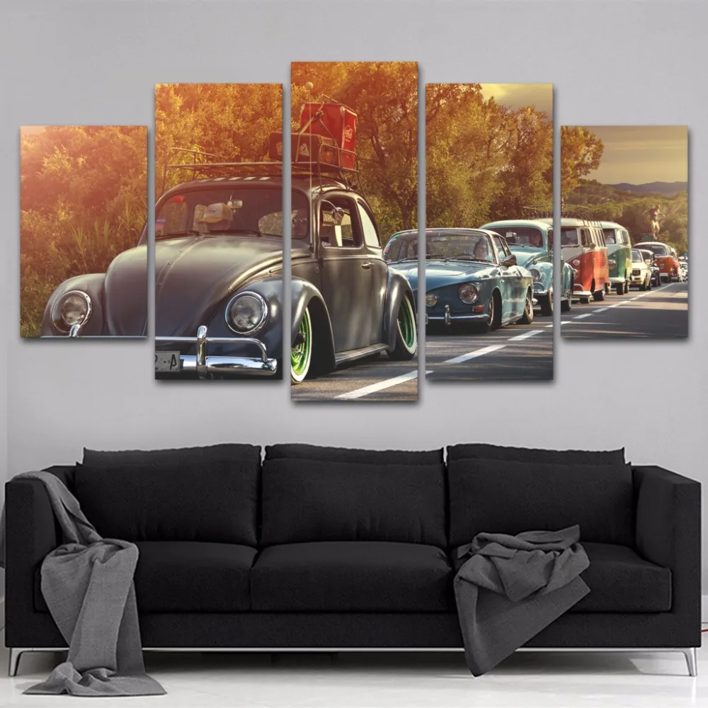 Картины на холсте домашний декор рамка 5 шт. Volkswagen Beetles автомобильные картины HD