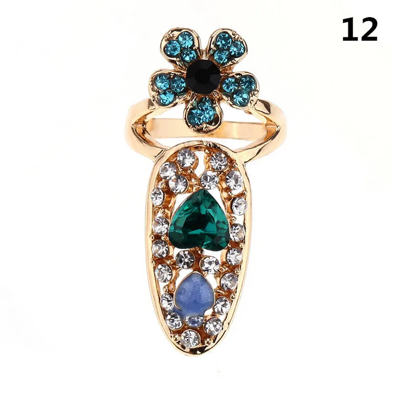 12 Бантик Кристалл Стразы дизайн ногтей костяшки группа Палец кончик кольцо Рождество Лидер продаж - Цвет: 12