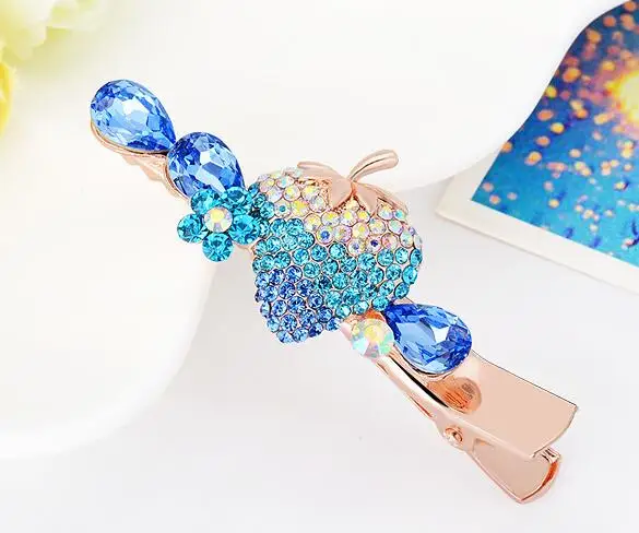 1PC hair pins rhinestone duck clip 2018 new style strawberry design | Украшения и аксессуары