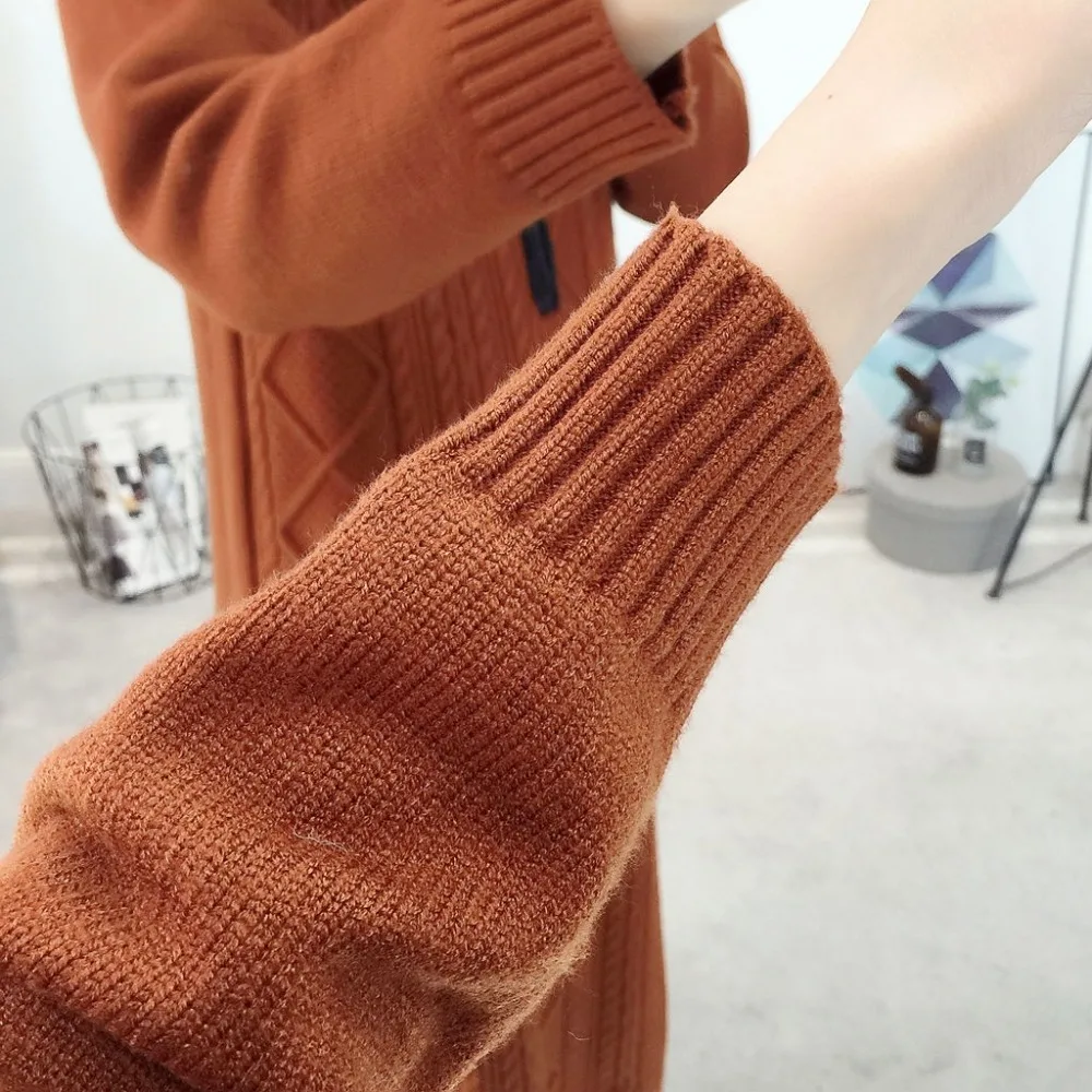 

Autumn Winter Turtleneck Sweater Dress Women 2019 Long Knitted Pullover Sweater Female Jumper Loose Warm Office Lady Dresses 519