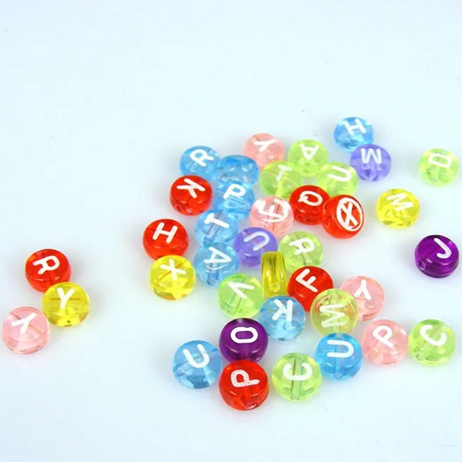 

Transparent Color Alphabet Letters Acrylic Spacer Beads Wholesale 4*7mm 500pcs Round Flat DIY Handmade Jewelry Accessories LB-25