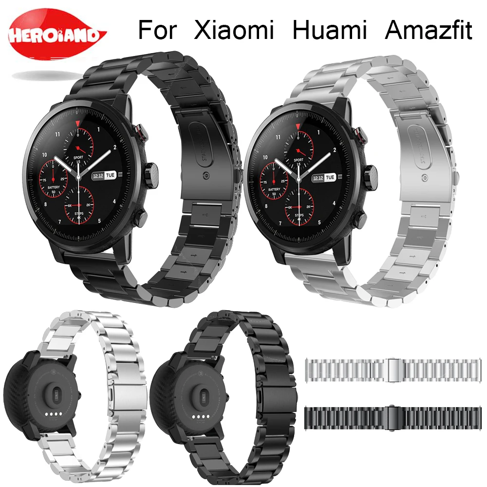

Ремешок из нержавеющей стали для оригинального Xiaomi Huami Amazfit Stratos 2 2th pace, 22 мм, ремешок для смарт-часов, ремешок 2018
