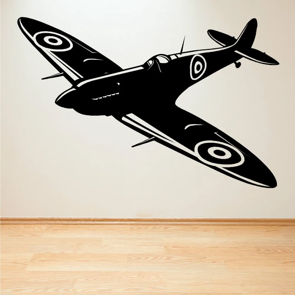 Съемный военный истребитель WW2 стены Стикеры Наклейка Арт Aircrafe самолета Гостиная