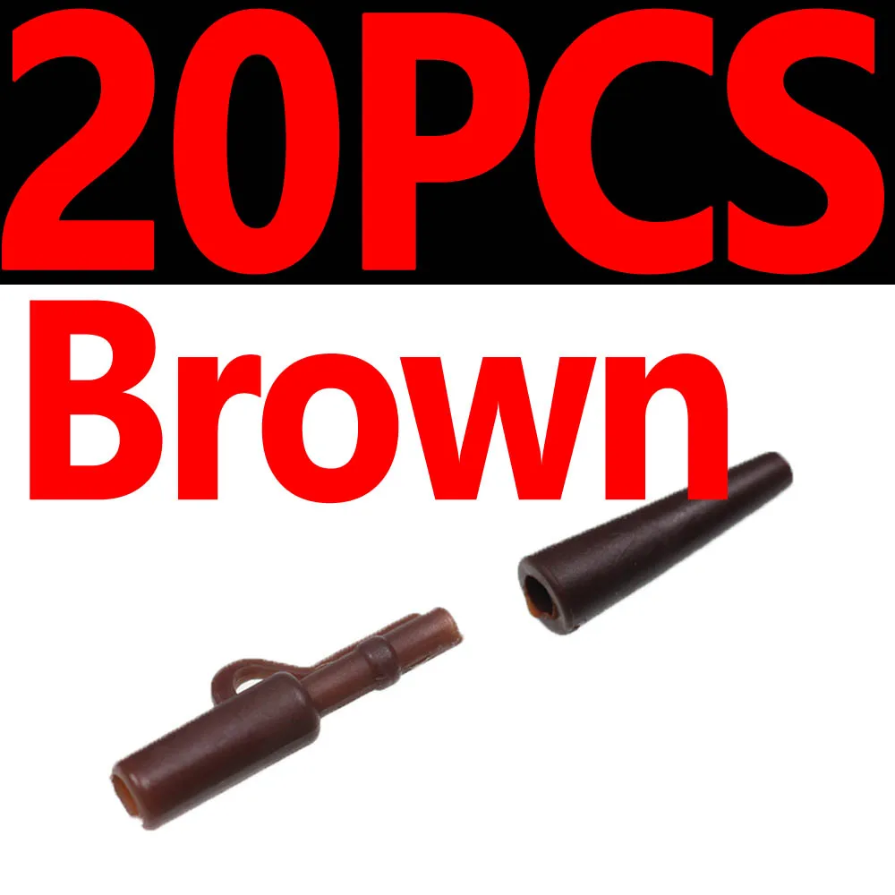 Brown 20sets JIGEECARP 20 комплектов, свинцовые зажимы для ловли карпа, набор с хвостовыми резиновыми трубами, Быстросменные наконечники для рыбалки, концевые снасти - Цвет: Brown 20sets