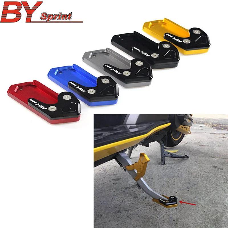 

NEW Motorcycle Accessoreis CNC Aluminum Side Stand Extension Plate Pad For KYMCO AK550 AK 550 ak550 2017-2018 With logo