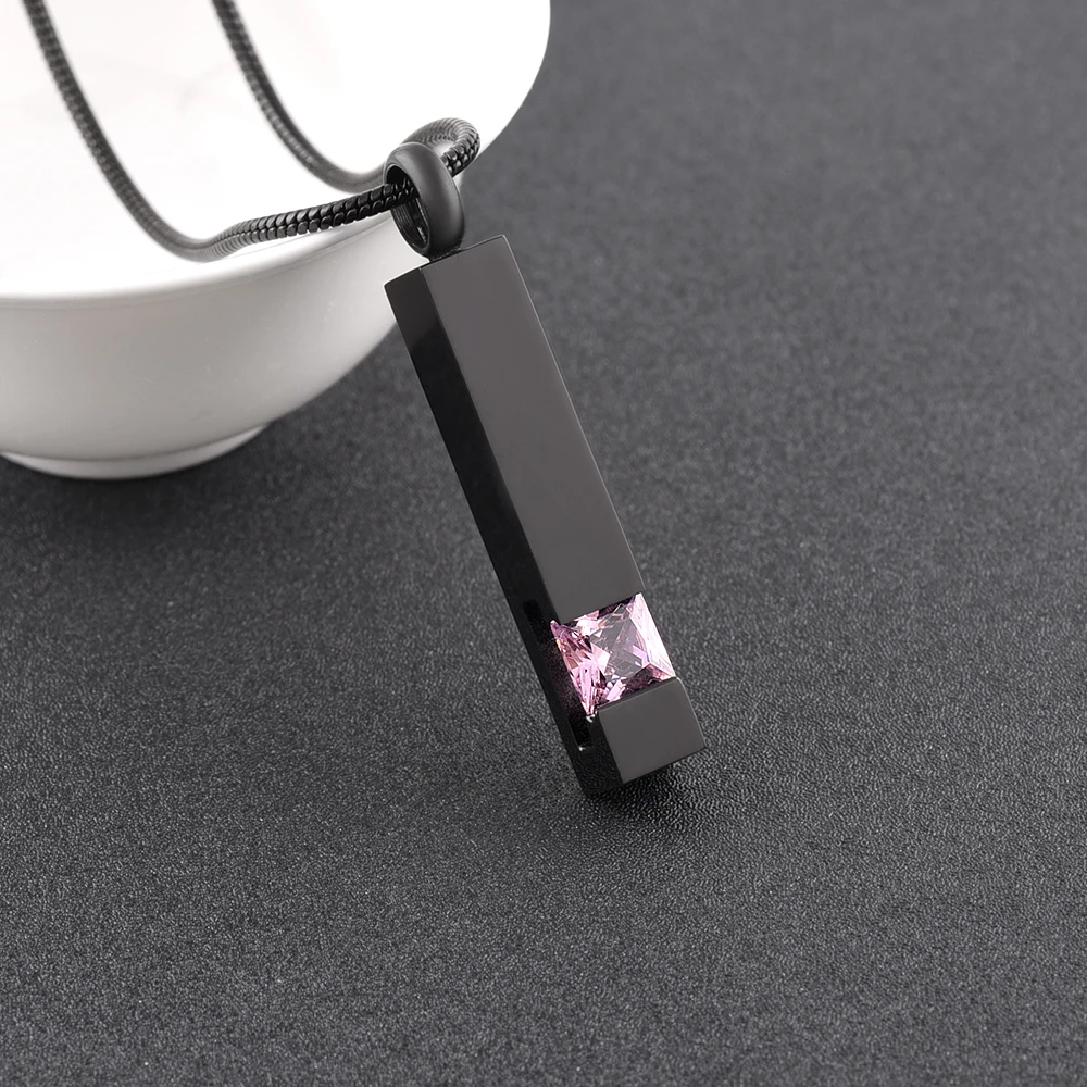 

IJD9726 Pet Ashes Necklace, Inlay Multi-Colored Square Crystal Bar Cremation Urn Necklace Holder for Ashes