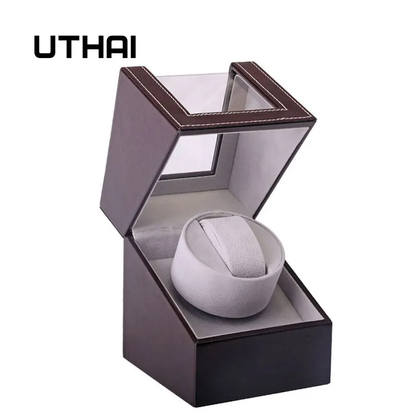 UTHAI U01 коричневые механические часы коробка с подзаводом мотор шейкер