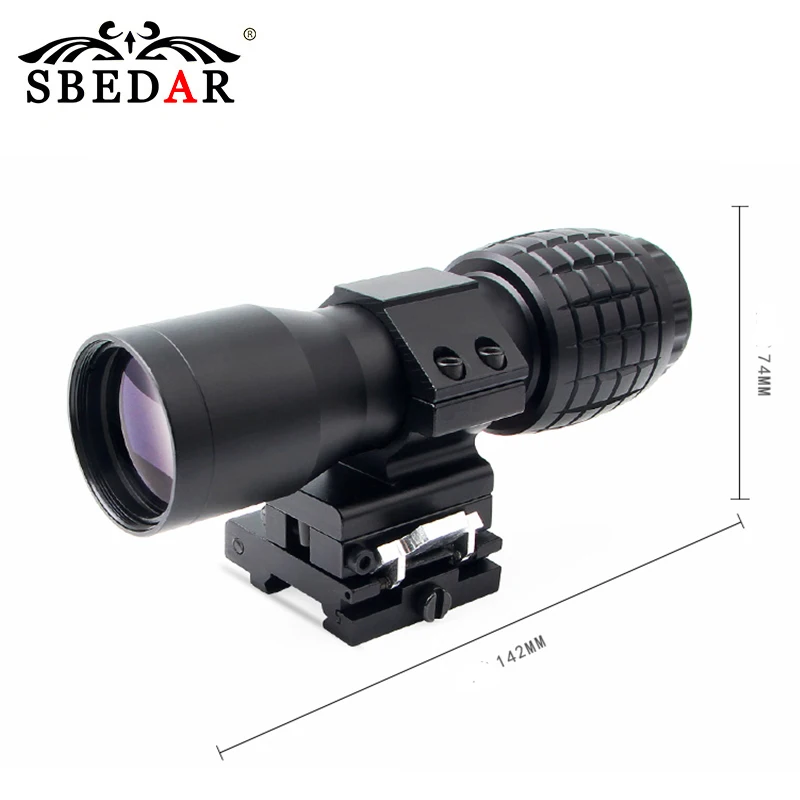 Tactical 4X Magnifier Red Dot Sight Quick Release Side Flip Picatinny 20mm Mount Optics Reflex Rifle Scope | Спорт и развлечения