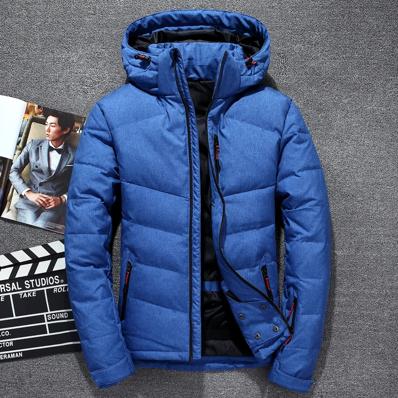 Мужская зимняя куртка на белом утином пуху теплая качественная Толстая ветровка