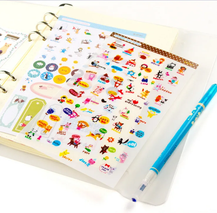 Japanese Style Cat Pet Animal Zoo Kawaii Sticker Pack Lovely Kitten Diary Scrapbooking Accessories Wall for Kids Room | Канцтовары для
