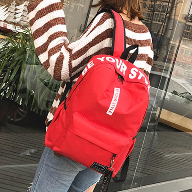 Women's Backpack 2018 New Fashion Canvas Letters Printing Zipper Ribbon Teenager Student School Bag Mochila Feminina | Багаж и сумки