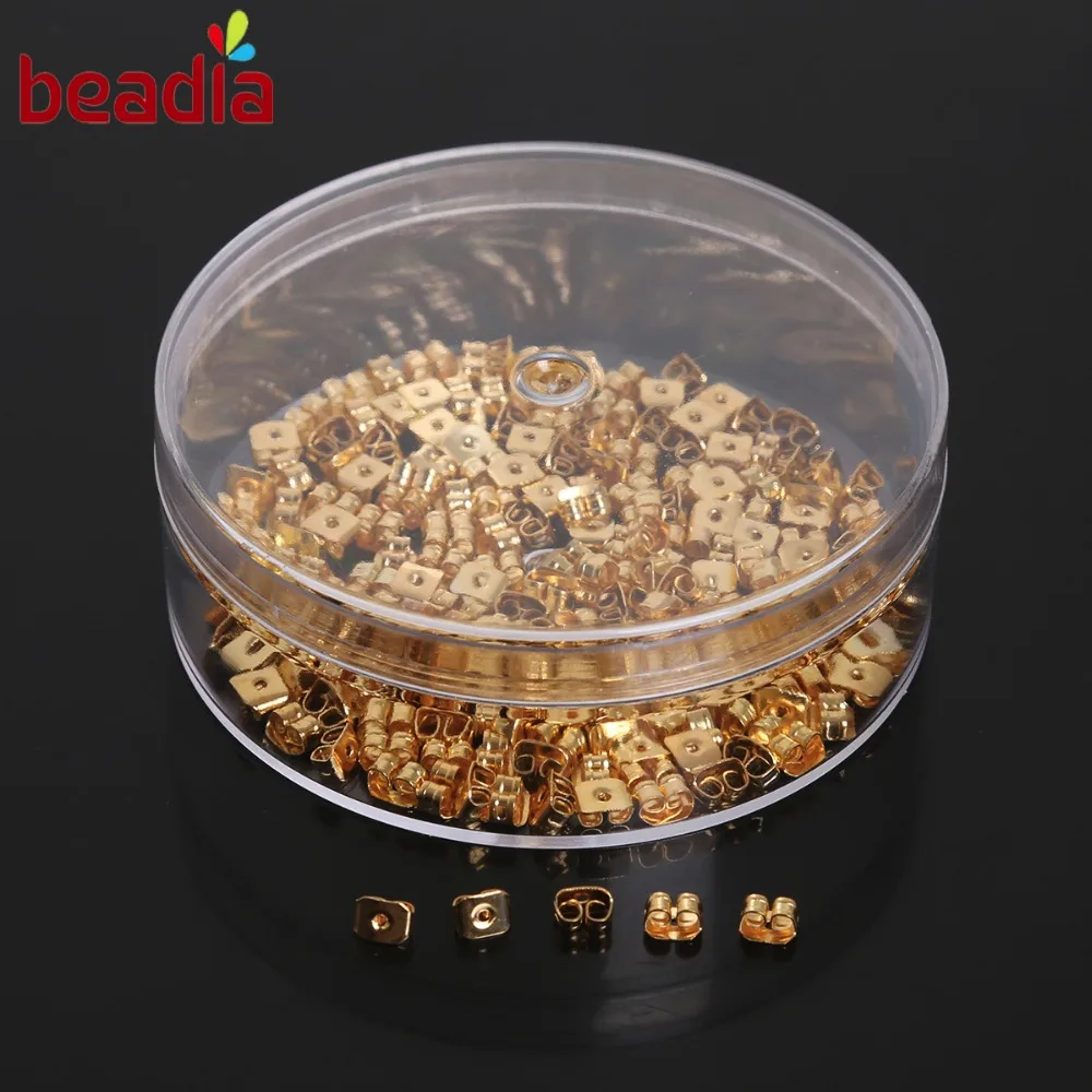 Горячие прибл. 200 шт./компл. железные серьги-гвоздики Родиевые/Золотые 4x5 мм