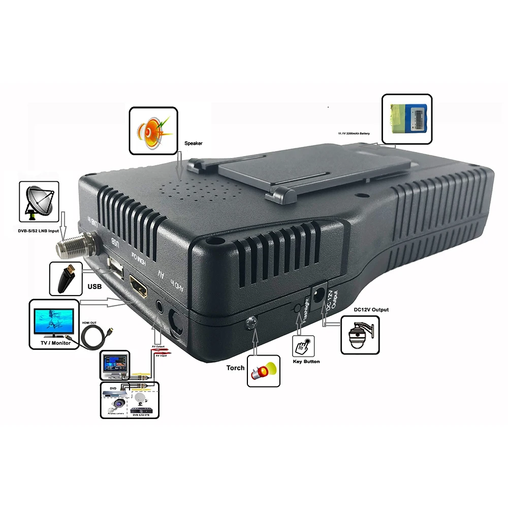 KPT 255G DVB S2 S Цифровой спутниковый finder метр 4 3 дюймов ЖК дисплей Дисплей СБ MPEG 1080P Full HD
