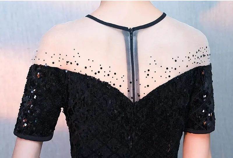 FADISTEE, Новое поступление, вечернее платье, Vestido de Festa, сексуальное, с блестками, с коротким рукавом, ТРАПЕЦИЕВИДНОЕ, для выпускного вечера, маленькое, черное, стильное