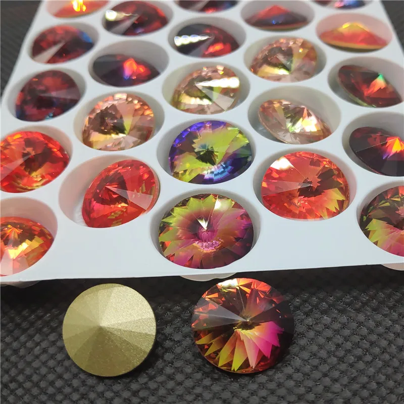 mixed tourmaline col Случайный смешанный все Турмалин цвета Rivoli K9 стеклянные стразы pointback изысканный камень 12 мм 14 мм круглый горный хрусталь - Цвет: mixed tourmaline col