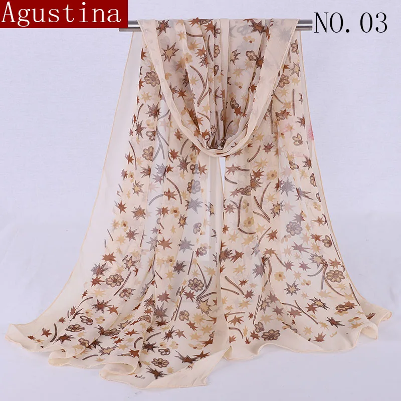 Chiffon scarf Print Soft designer brand ladies scarves shawl wrap luxury long thick high quality women fashion Agustina 2018 |