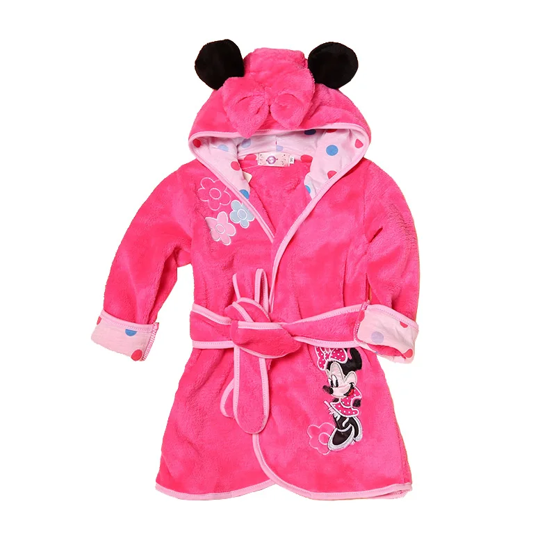 Мультяшное детское одеяние Flannel Child Boy Girl Robe Смазливая животное с капюшоном Халаты с длинным рукавом Мальчики Халат Детская одежда - Цвет: Pink