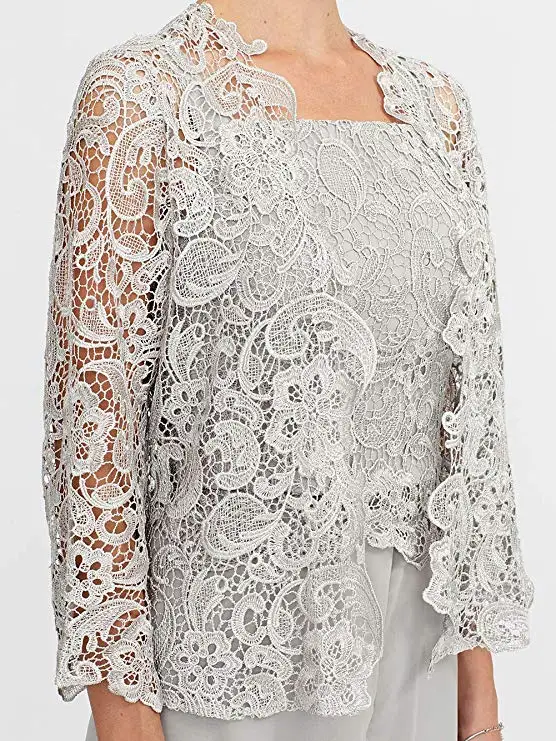 Элегантные серые кружевные брюки для матери невесты шифоновые официальные