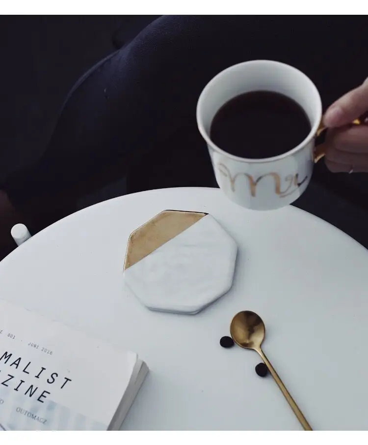 Золотые Мраморные серые розовые подставки керамические подставки подставка для чайной чашки круглый Настольный коврик подставка для кофе чайная чашка коврики 1 шт