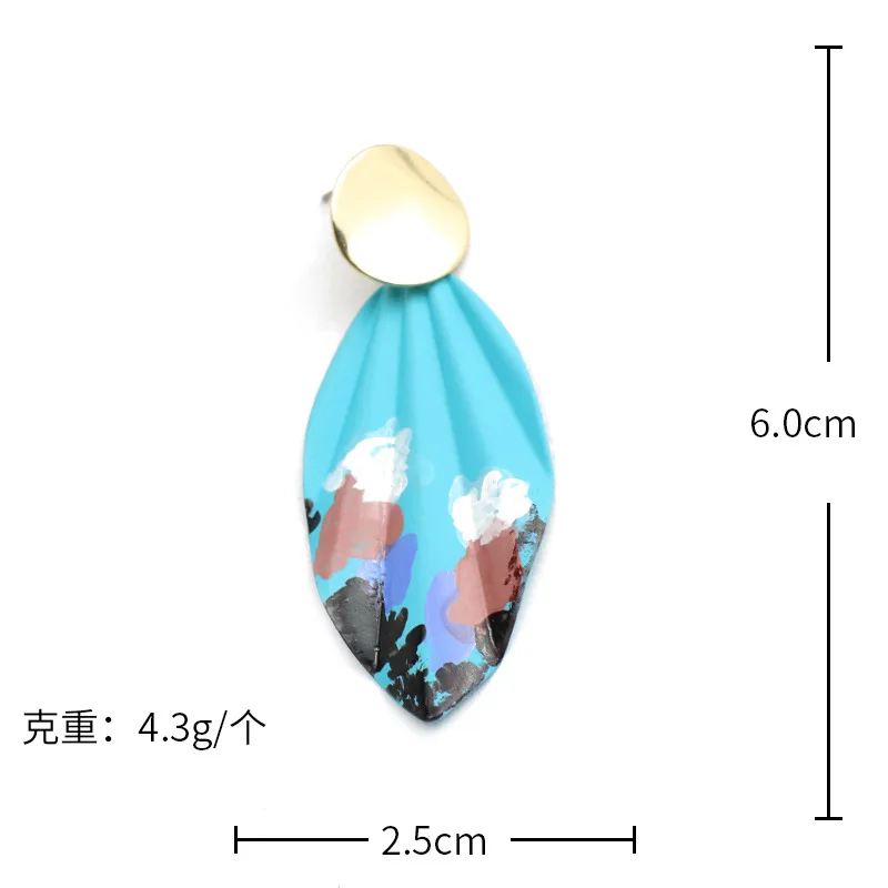 European and American hand-painted graffiti earrings niche original designer twisted wavy creative personality | Украшения и
