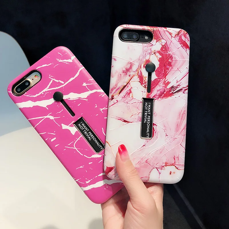 Мраморный чехол для iPhone 7 Plus XR XS Max Hide Ring держатель подставка телефона Чехлы X 8 6 6s