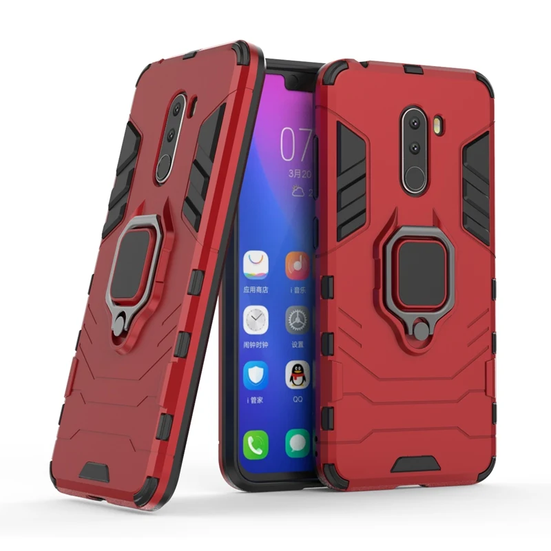 For Xiaomi Pocophone F1 Holder Ring Case Shockproof Cover Poco Stand Armor Protective Casing Cases |