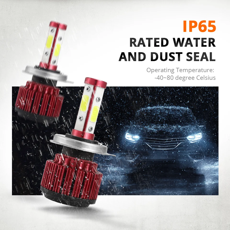 Partol 100 W LED H4 Hi Lo луч H7 H11 9005 9006 Прокат светодиодные лампы фар Противотуманные фары 4