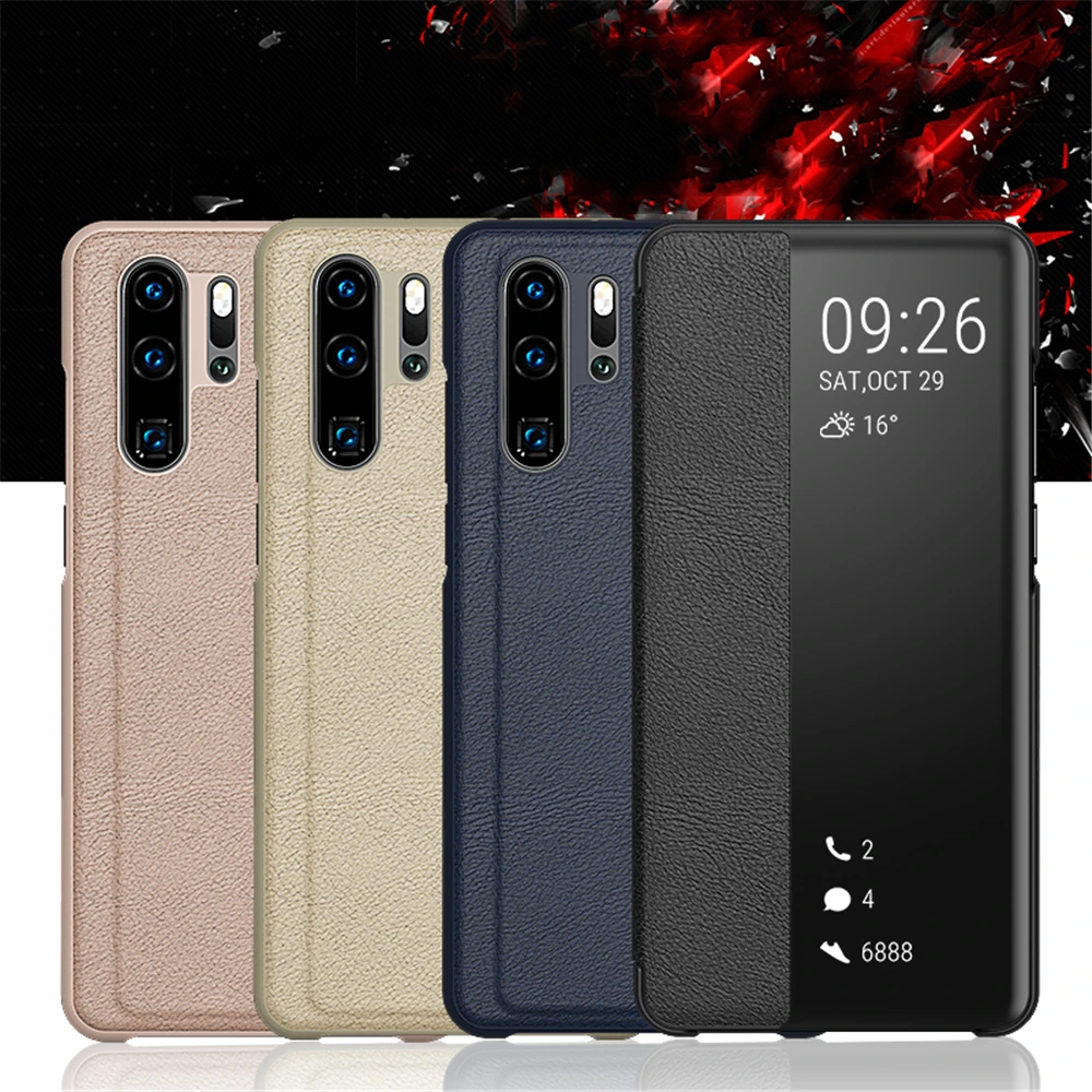 Clear View Smart Mirror Phone Case for Huawei P30 P20 P10 Pro Mate 20 10 9 Lite Honor 8X PU Leather Flip Folio Cases Full Cover |