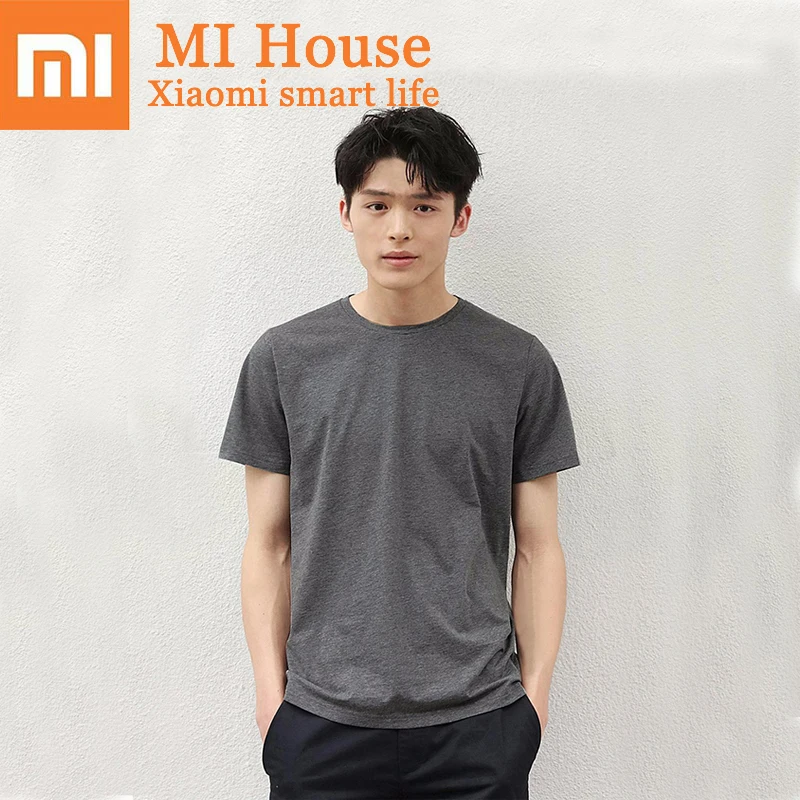 2 шт. Xiaomi футболки одноцветные с коротким рукавом Одежда 60% хлопок Удобная мужская