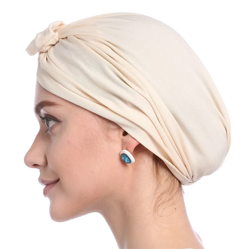 2019 мусульманская женщина головной убор шляпа Твердые Модальные тюрбан